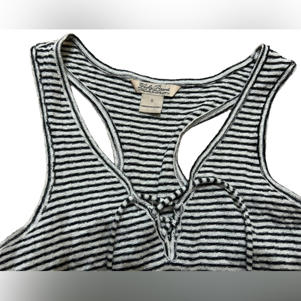 Lucky Brand Strip Tank Top Lace Up Racer Back - Picture 2 of 4